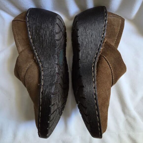 BOC Born Concept Wedge Suede Brown Ankle Clogs Heels Cottagecore Boho Y2K Sz 6.5 - Picture 5 of 13